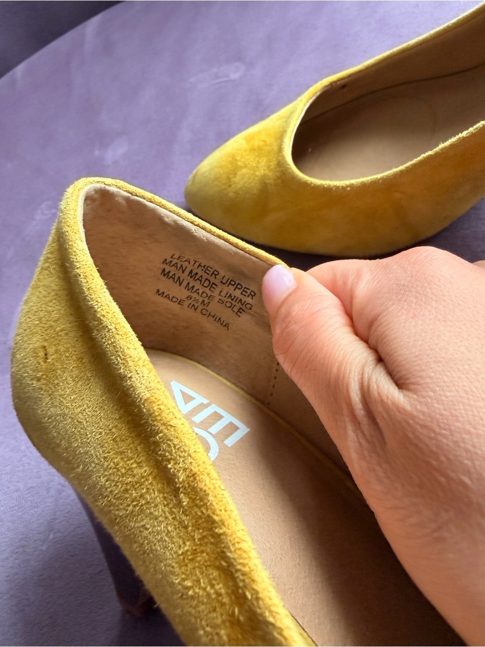 Yellow Suede Pointed-Toe Pumps - Picture 6 of 7